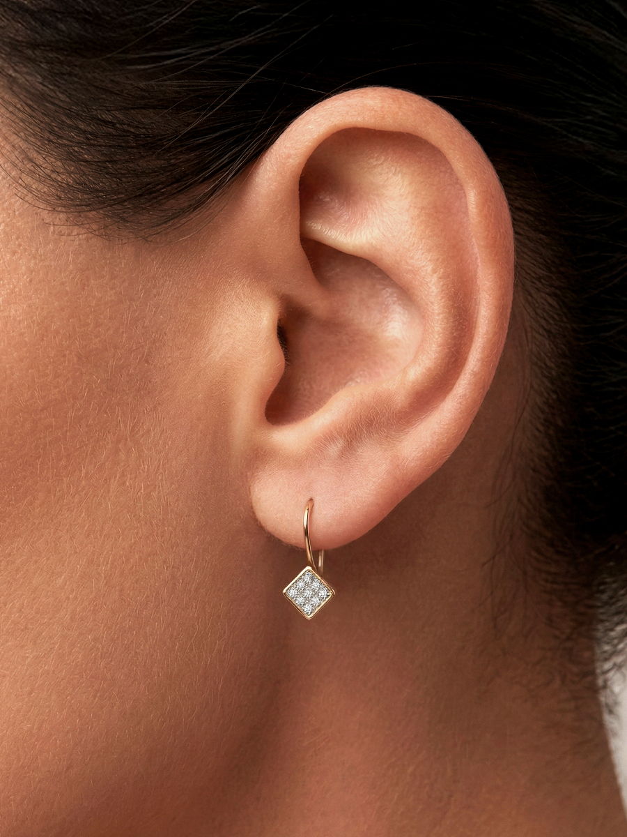 Серьги золотые 585 с фианитами  | 0202377М00770