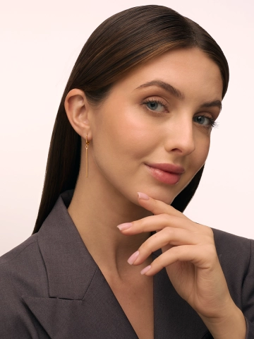 Серьги длинные золотые 585 без камней 