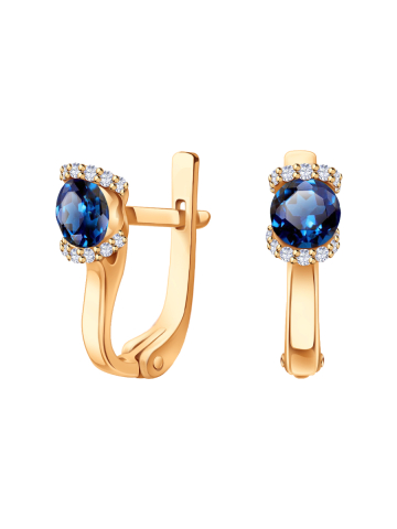 Серьги золотые 585 с сапфирами и бриллиантами 