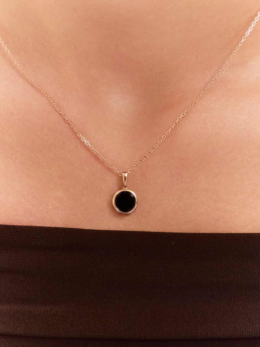 Подвеска золотая 585 с чёрным агатом | 4101624-00180