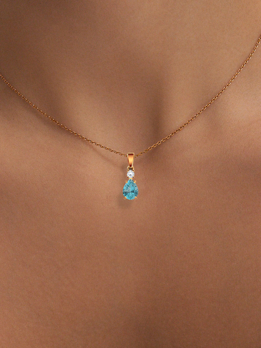 Подвеска золотая 585 с голубым топазом | 4101174-00720
