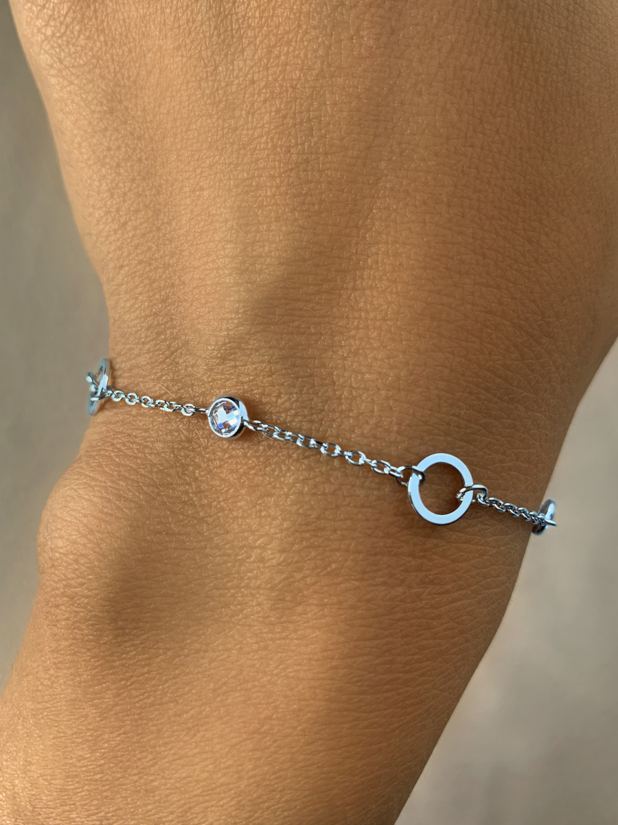 Браслет серебряный женский на руку 925 с камнями фианитами | 0710800-00775