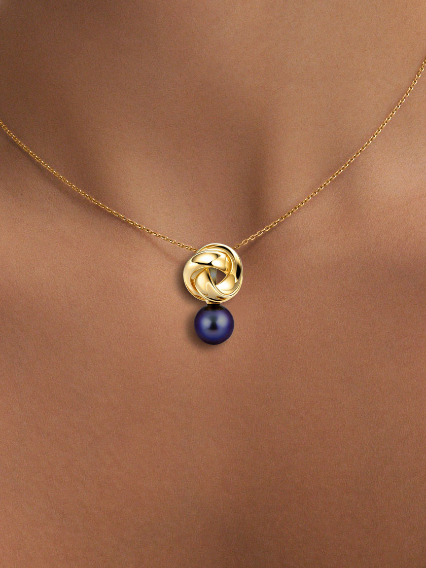 Подвеска золотая 585 с черным жемчугом  | 4101153-40361