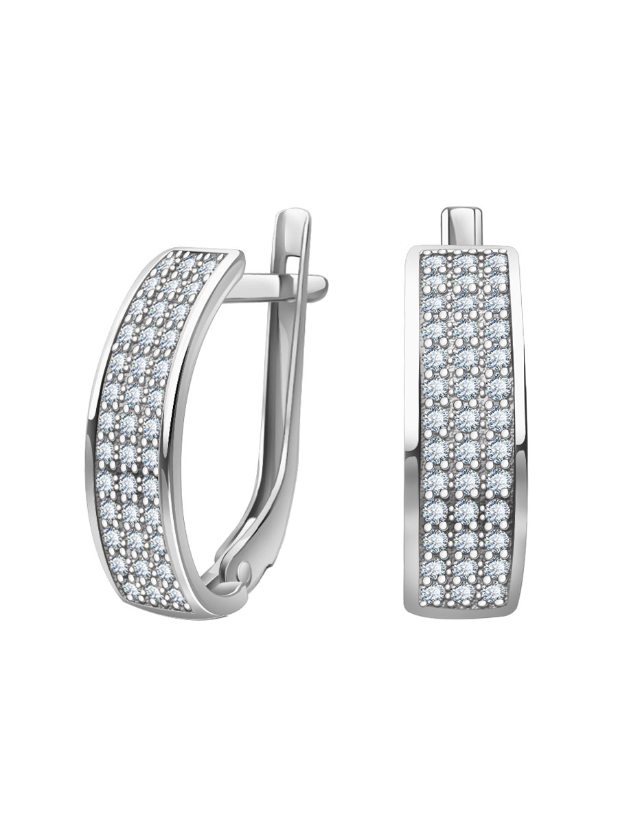 Серьги дорожки из белого золота 585 с камнями фианитами | 2100577-00772