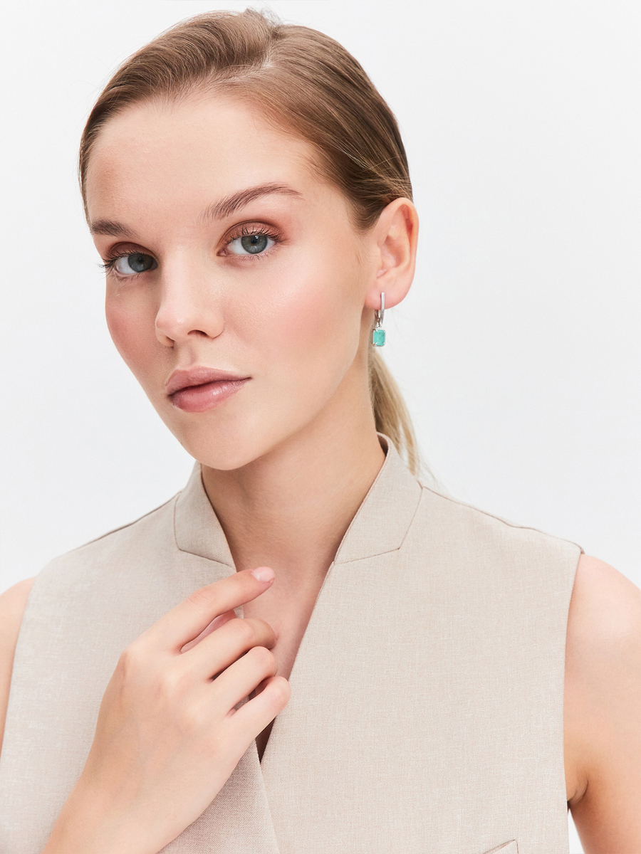 Серьги серебряные 925 с горным хрусталём  | 2101688-05825