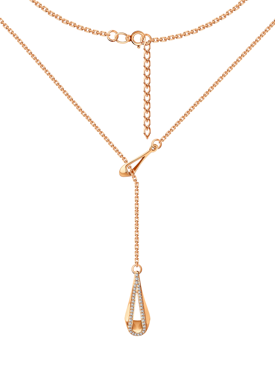 Колье галстук золотое 585 с бриллиантами  | 3121272-02730