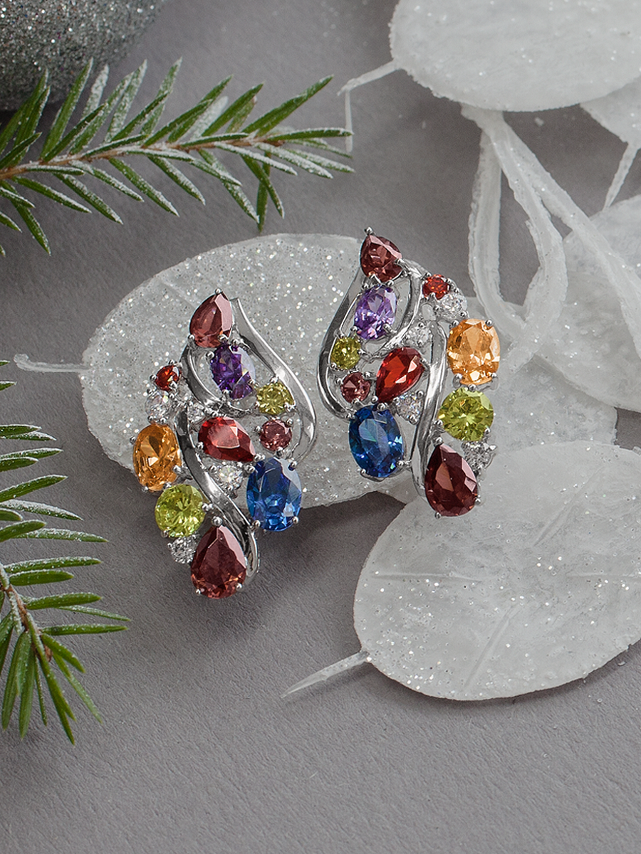 Серьги серебряные 925 с фианитами  | 2100489-00355