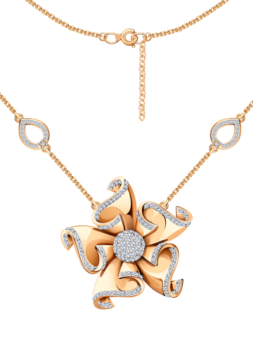 Колье золотое 585 цветок с бриллиантами 