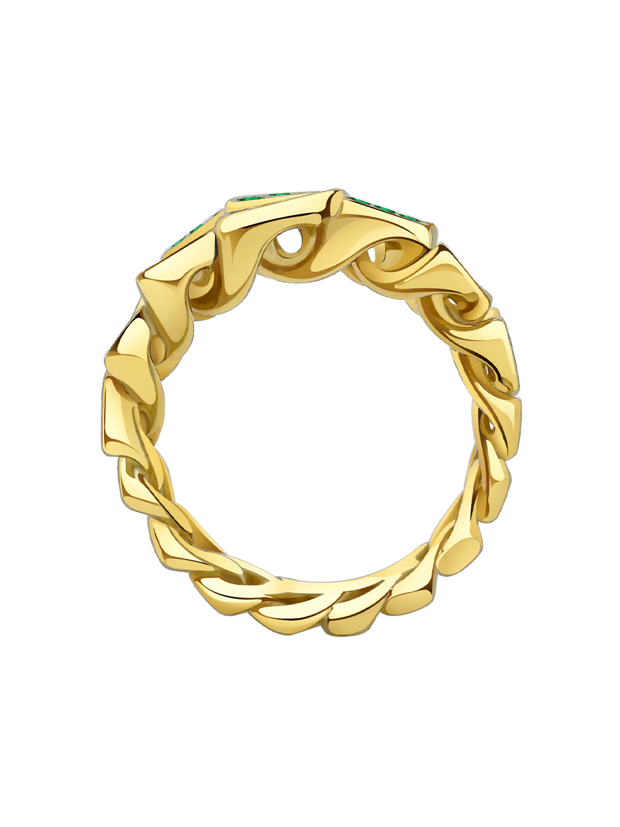 Кольцо золотое 585 с цаворитами | 9101488-01001