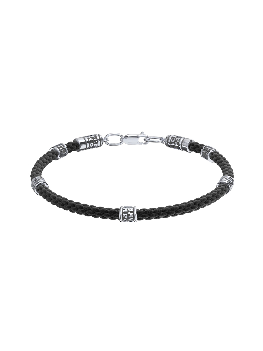 Браслет из шнурка с серебром 925 православный | 0700731-10245