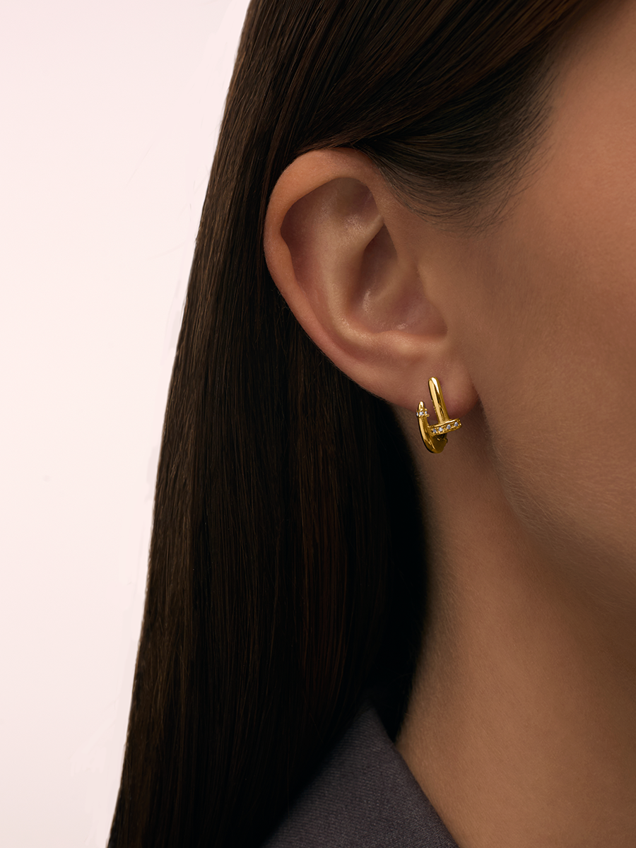 Серьги гвозди золотые 585 с бриллиантами | 2101667-02731