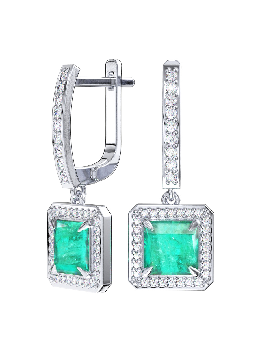 Серьги из серебра 925 с горным хрусталём и фианитами | 2101734-05675