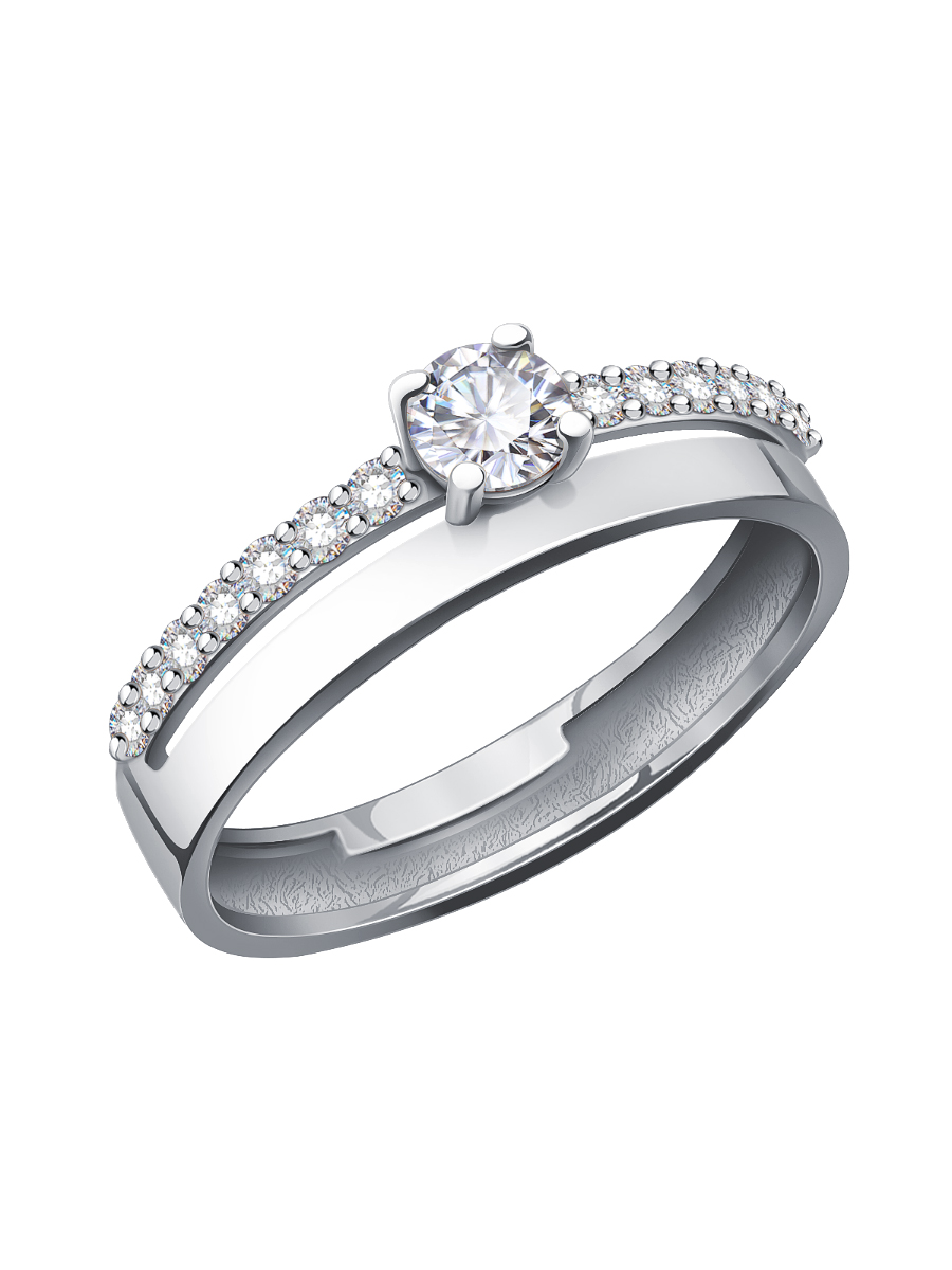 Кольцо из белого золота 585 с фианитами  | 0101832-00772