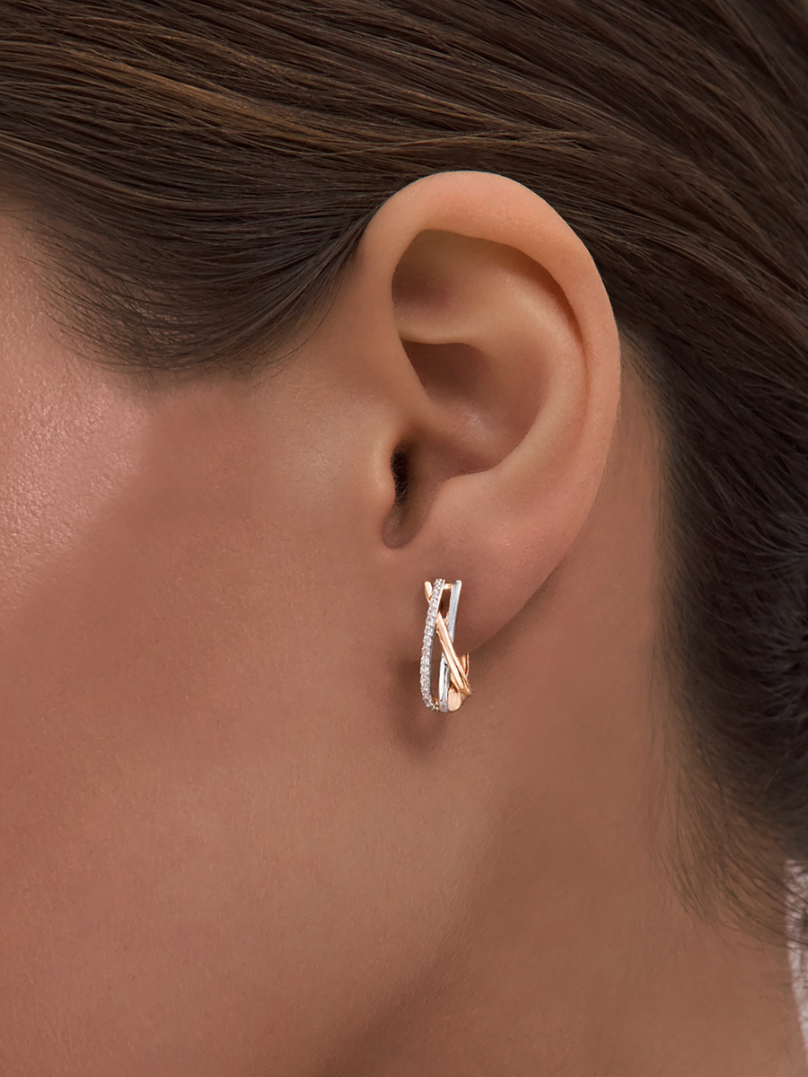 Серьги золотые 585 с камнями фианитами  | 2101629-00770