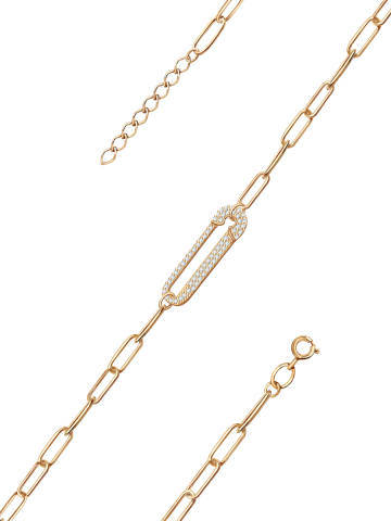 Браслет золотой 585 булавка с фианитами