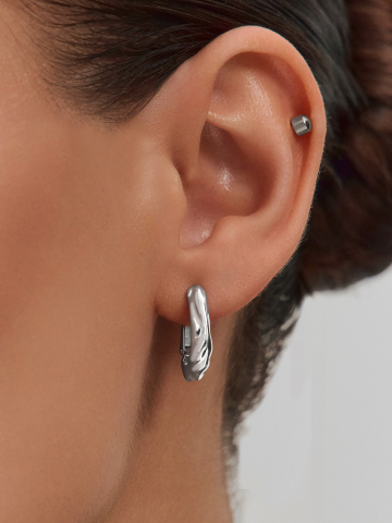 Серьги серебряные 925 мятый металл