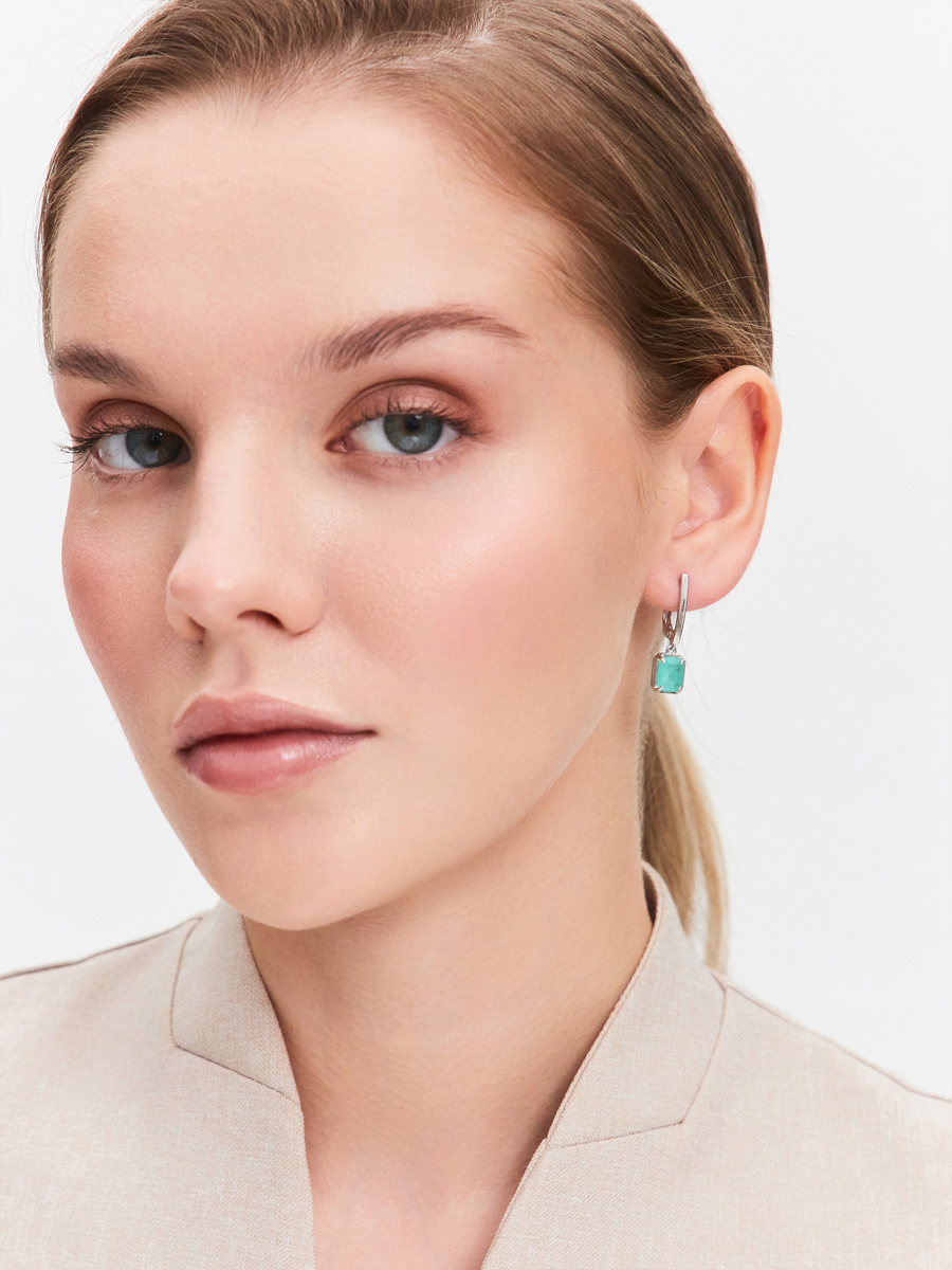 Серьги серебряные 925 с горным хрусталём  | 2101688-05825