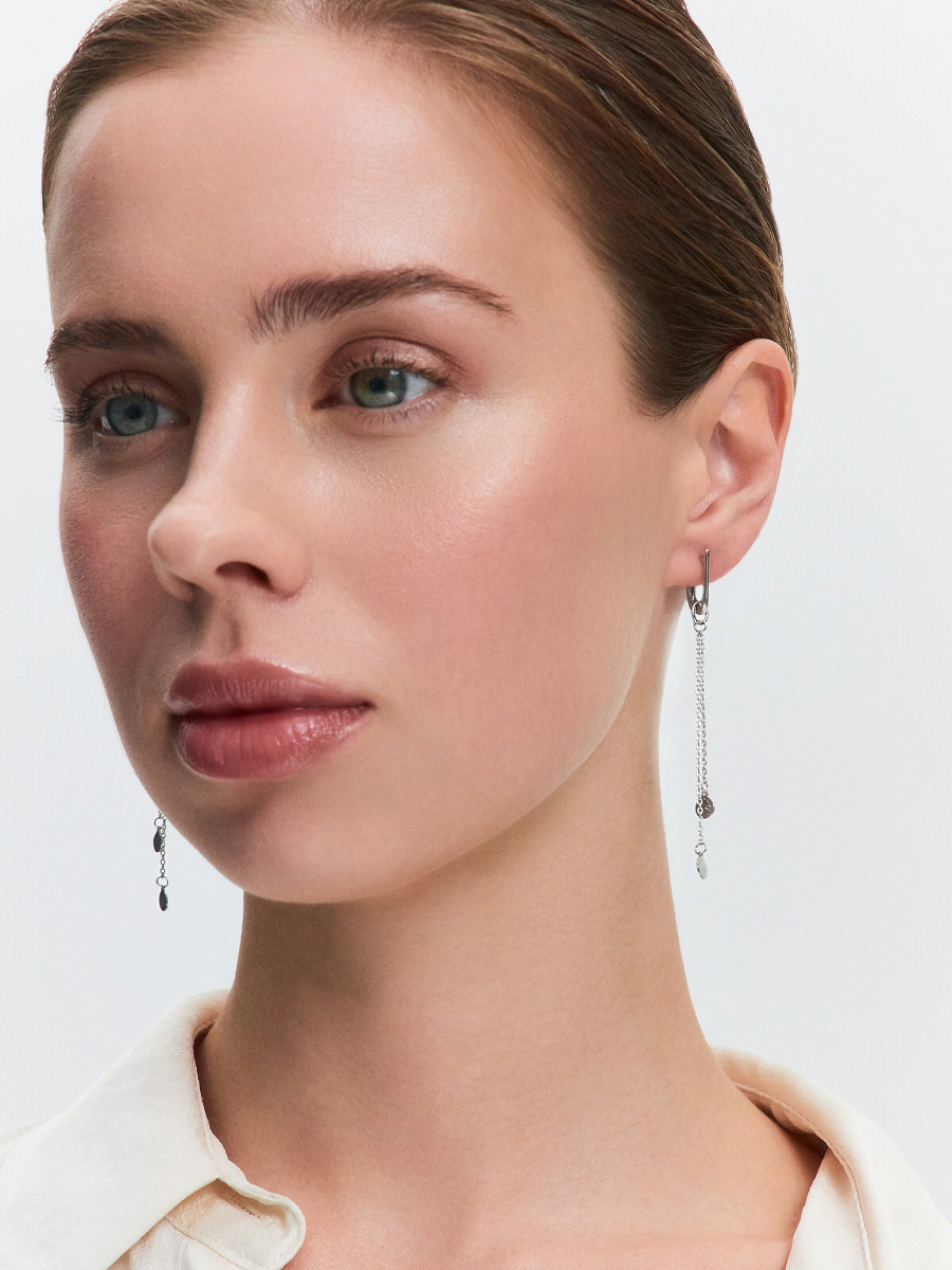 Серьги длинные серебряные 925 с монетками | 0222278-00245