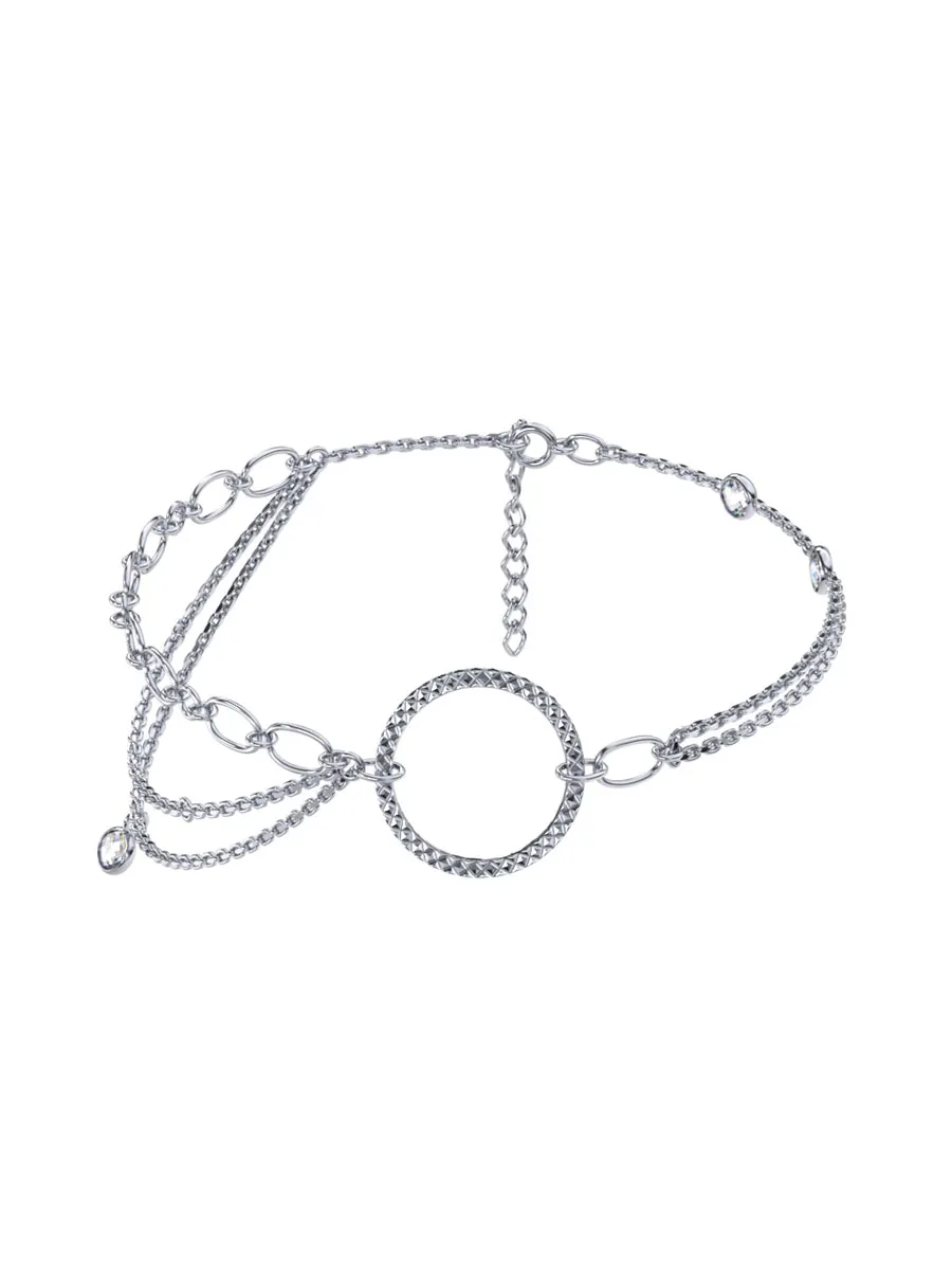 Браслет серебряный женский 925 цепочка с камнями фианитами | 0730785-00775