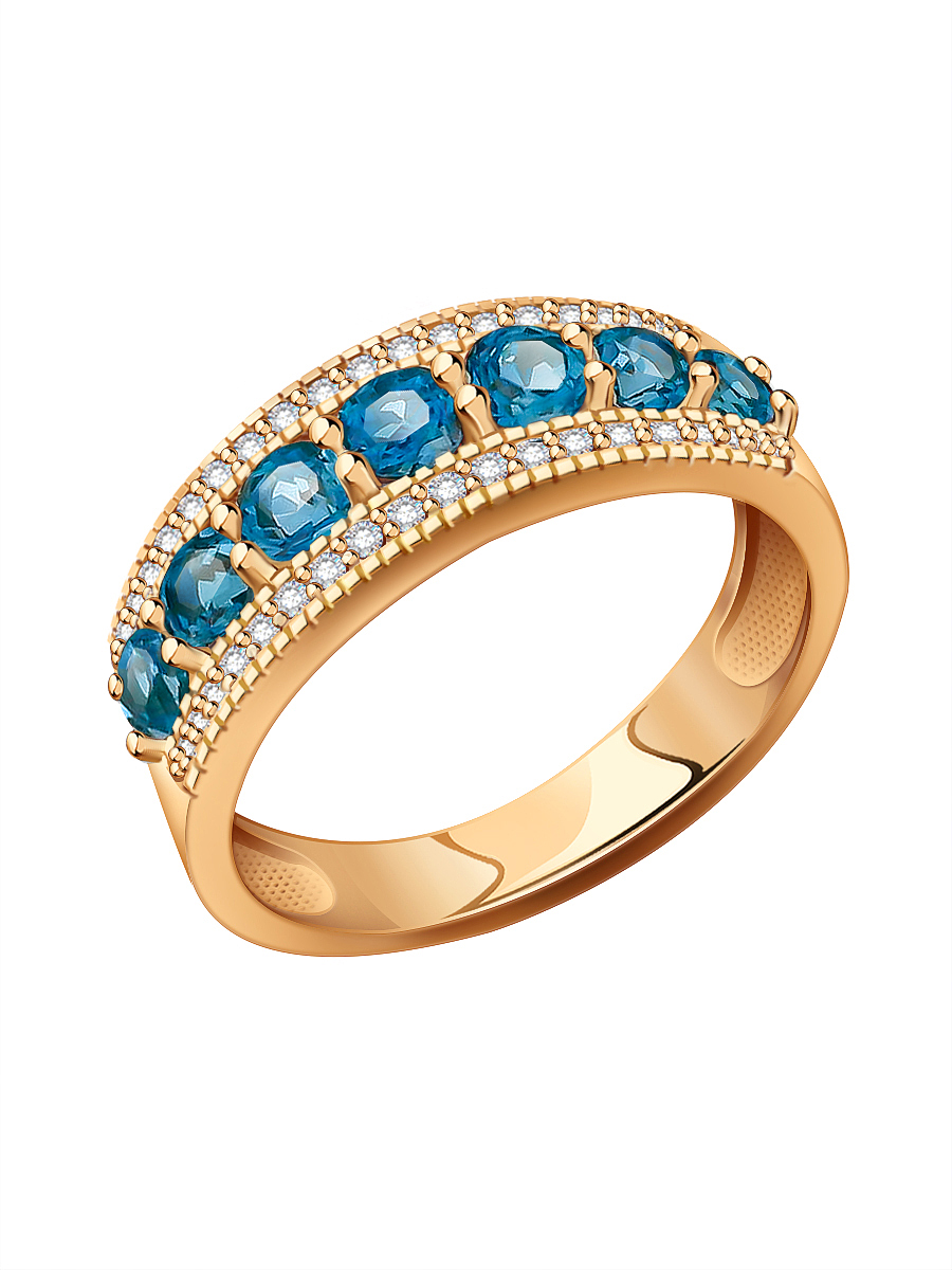 Кольцо золотое 585 с топазами и фианитами  | 1101143-00740