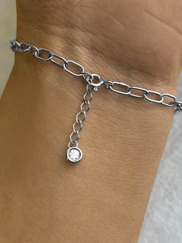 Браслет серебряный женский на руку 925 цепочка с камнем фианитом 