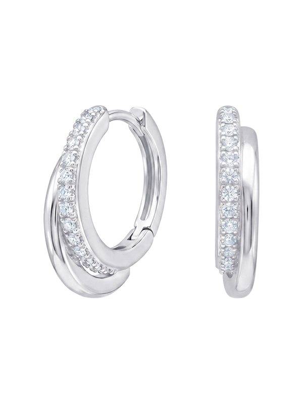 Серьги кольца серебряные 925 с фианитами 