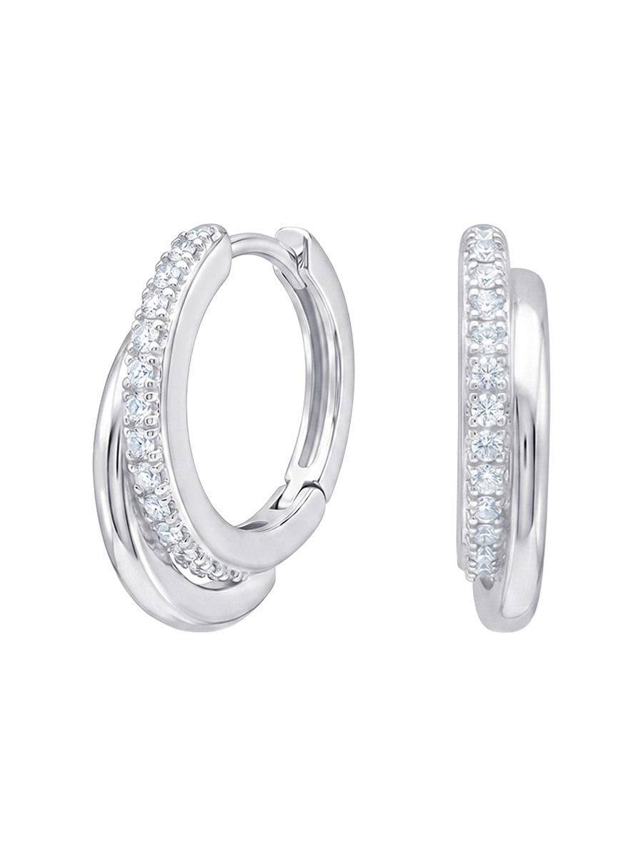 Серьги кольца серебряные 925 с фианитами  | 9201348-00775
