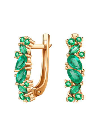 Серьги золотые 585 с изумрудами 