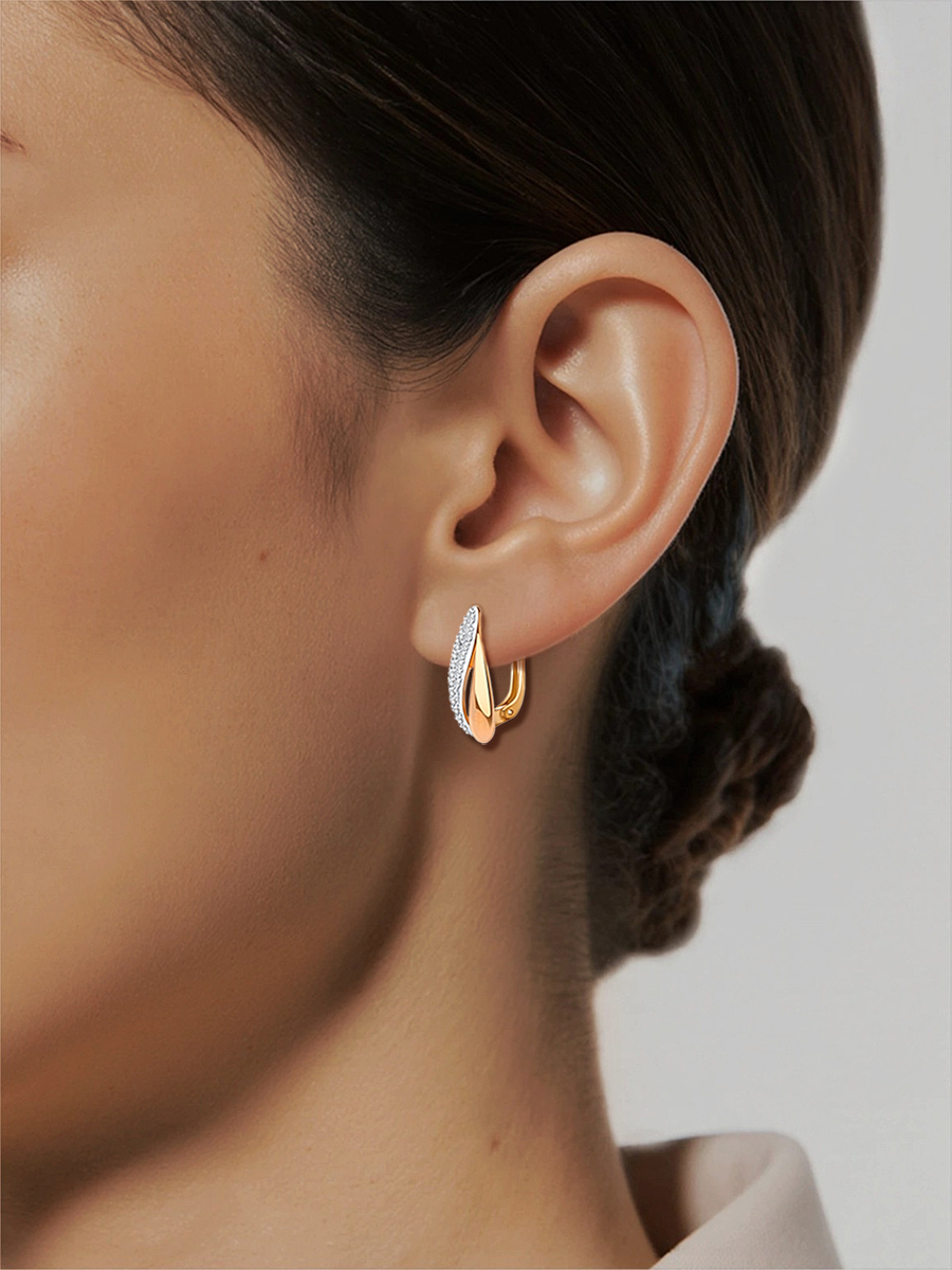 Серьги золотые 585 с фианитами  | 2101759-00770