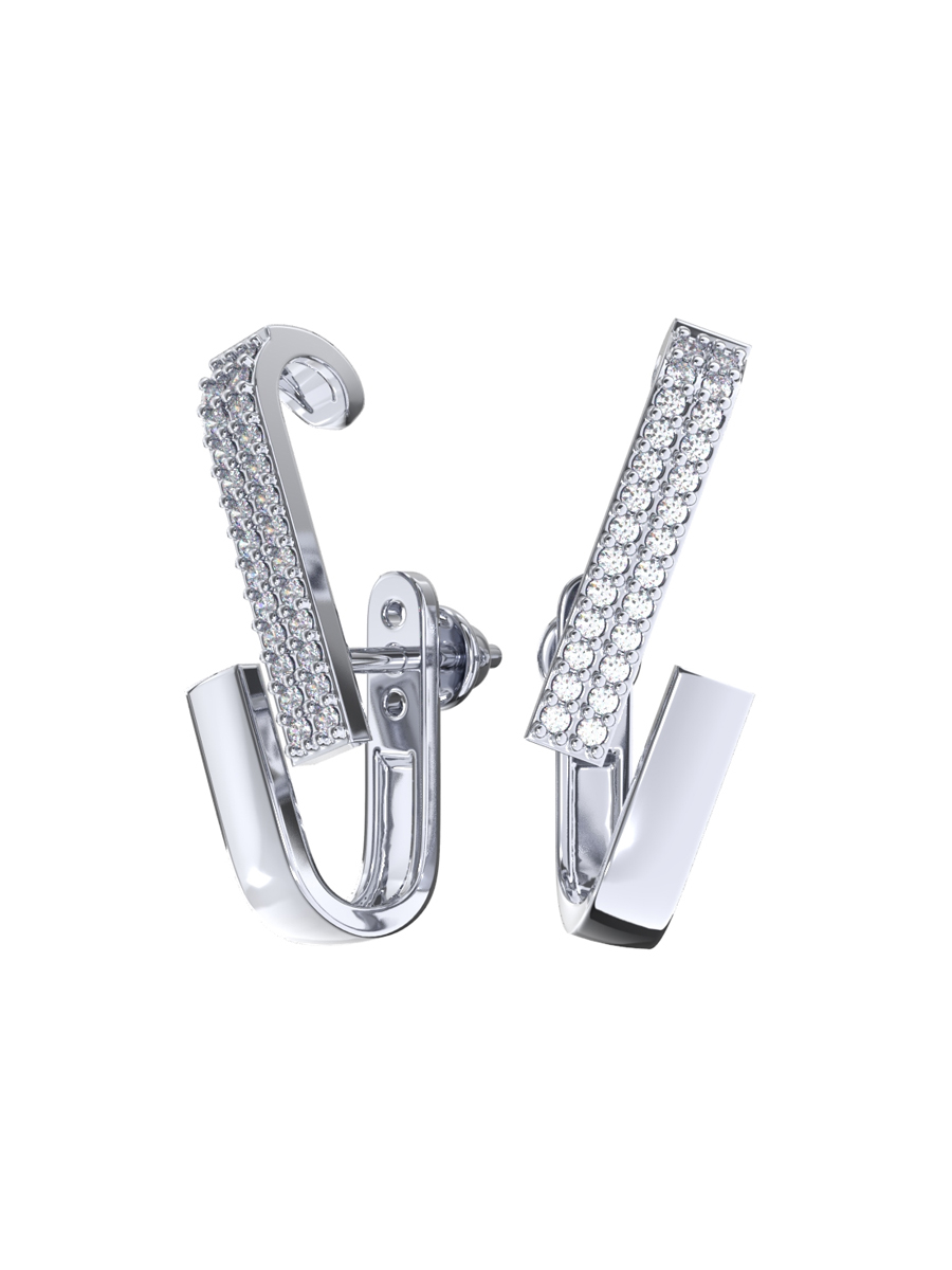 Серьги пусеты серебряные 925 с фианитами | 6001746-00775