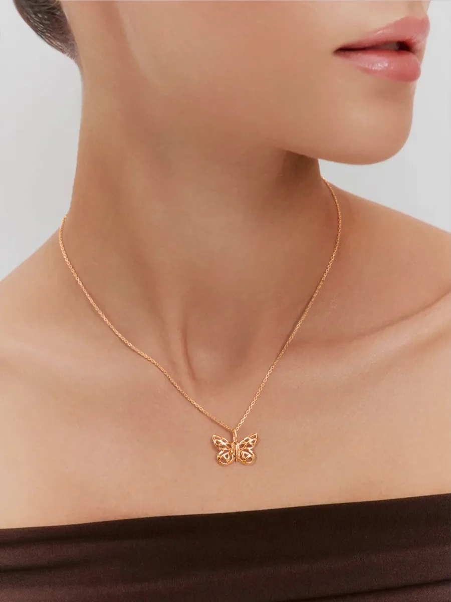 Подвеска золотая 585 бабочка без камней  | 0410875-00240