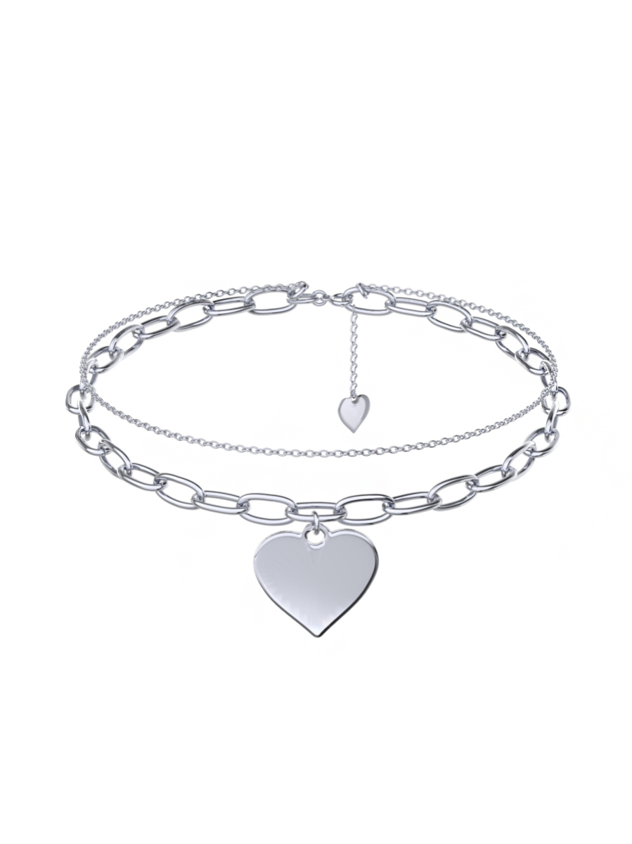 Браслет серебряный женский на руку 925 с сердцем без камней | 0710798-00245