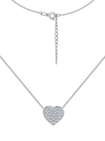 Колье сердце из серебра 925 с фианитами