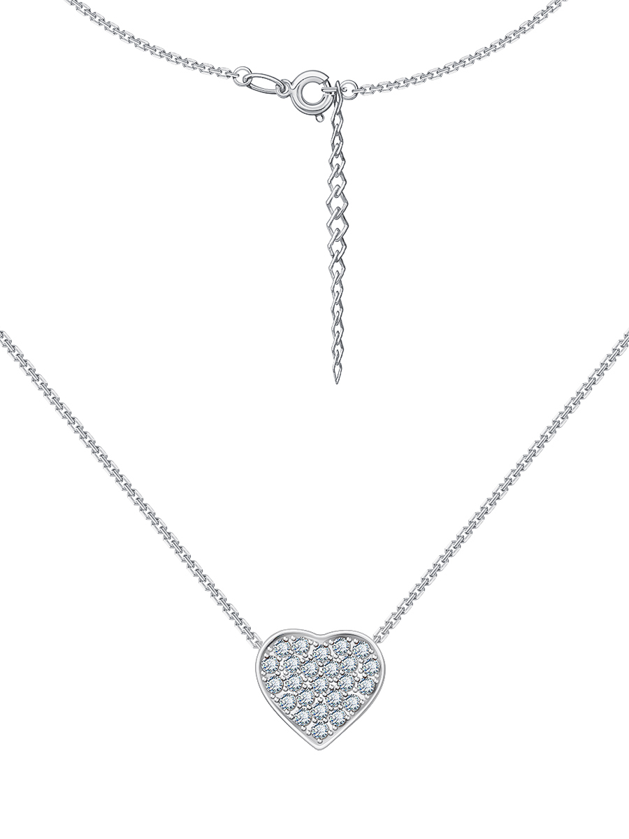 Колье сердце из серебра 925 с фианитами | 0320504-00775