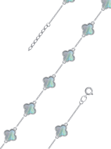 Браслет клевер серебряный 925 с перламутром 