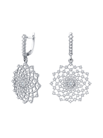 Серьги из белого золота 585 с бриллиантами 