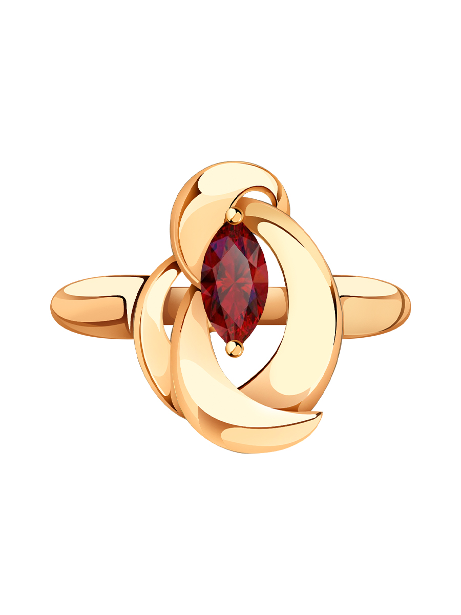 Кольцо золотое 585 с гранатом | 1101393-00290