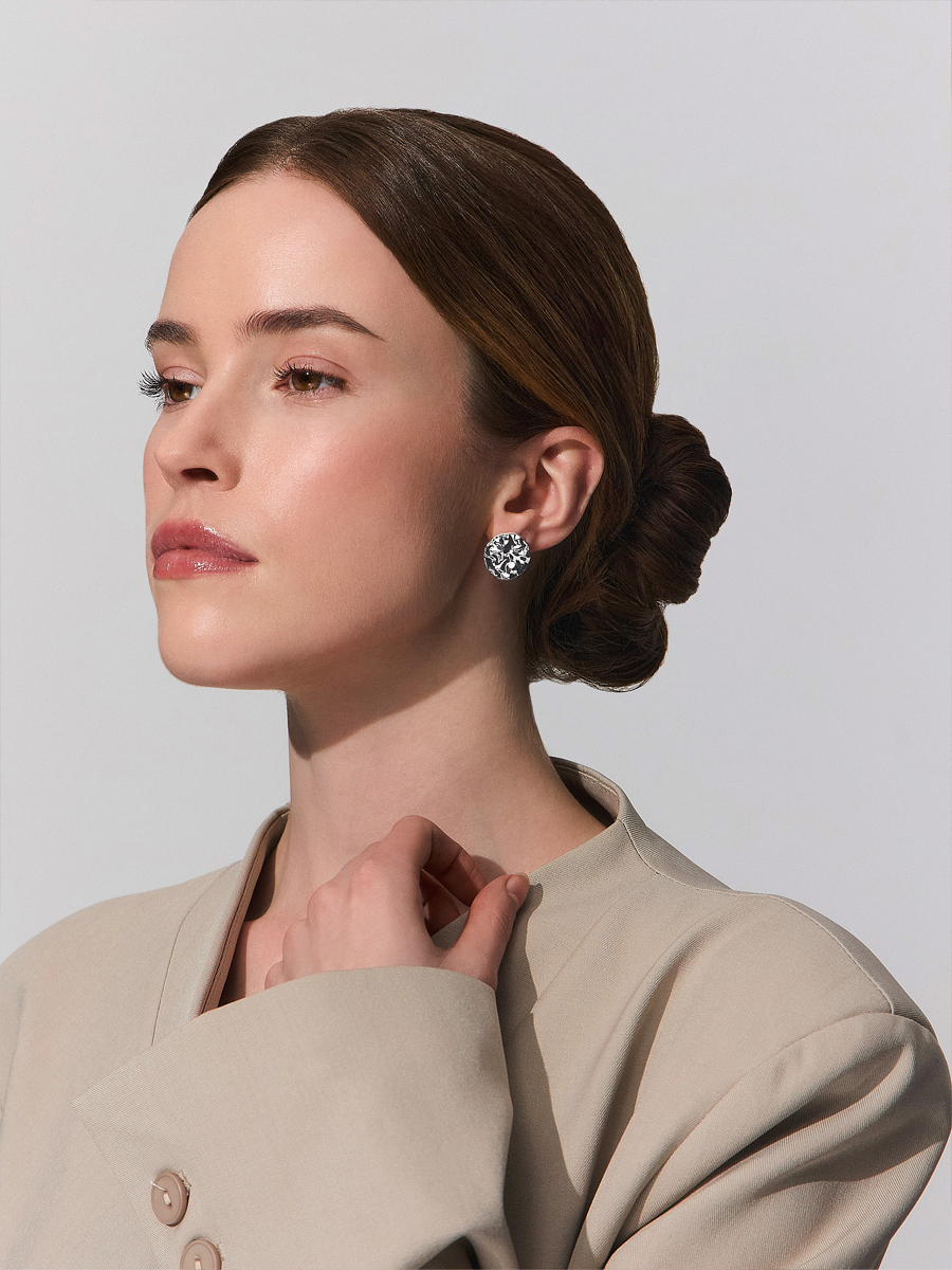 Серьги серебряные 925 мятый металл  | 2111807-00245