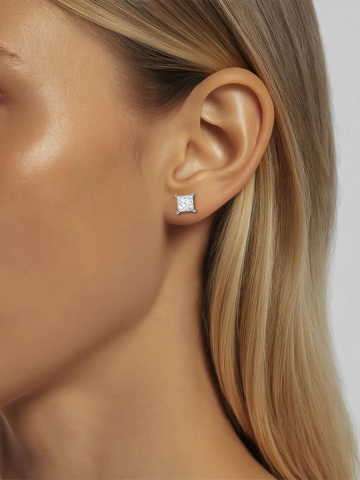 Серьги пусеты серебряные 925 с фианитами