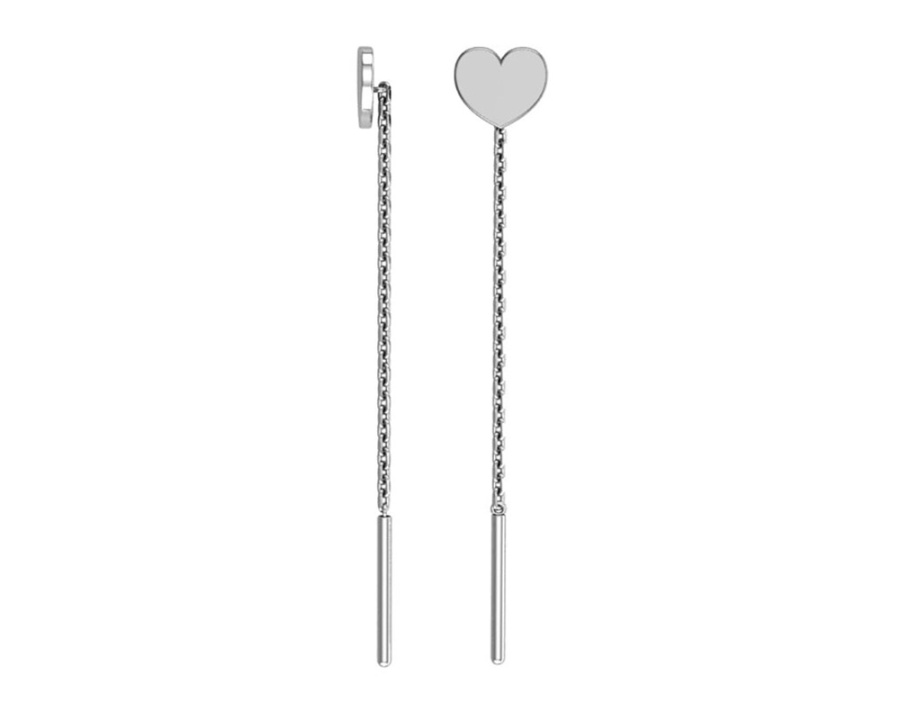 Серьги протяжки сердечки из серебра 925 | 0221292-10245