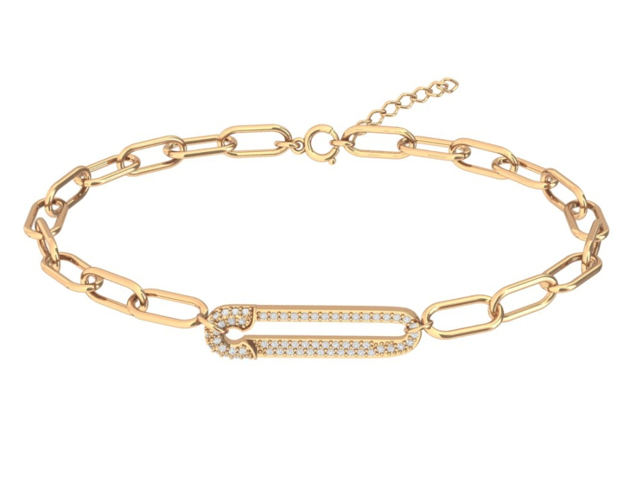 Браслет золотой 585 булавка с фианитами | 0720670-00770