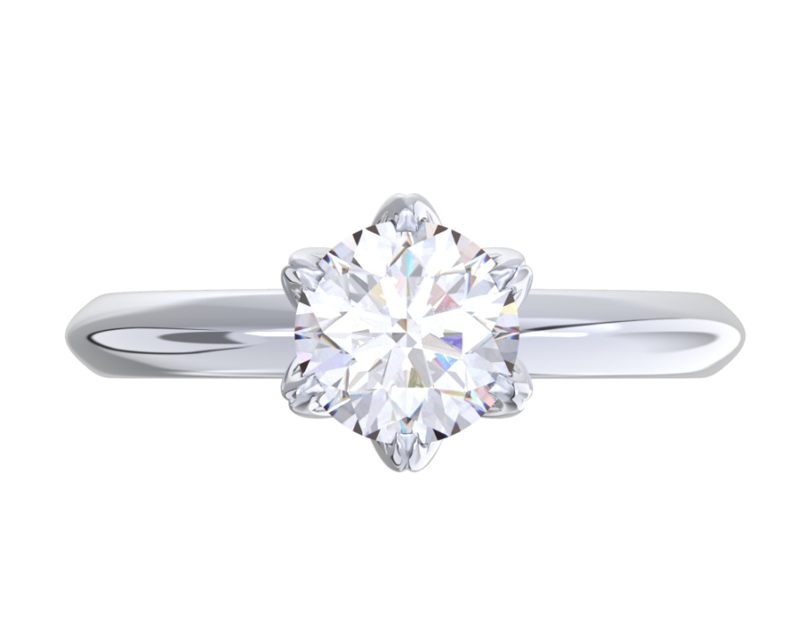 Кольцо помолвочное из белого золота 585 с муассанитом кольца