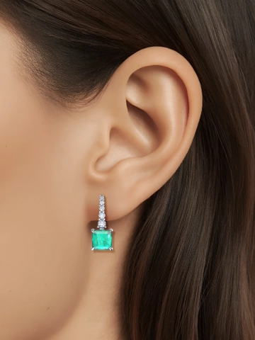 Серьги серебряные 925 с горным хрусталём и фианитами