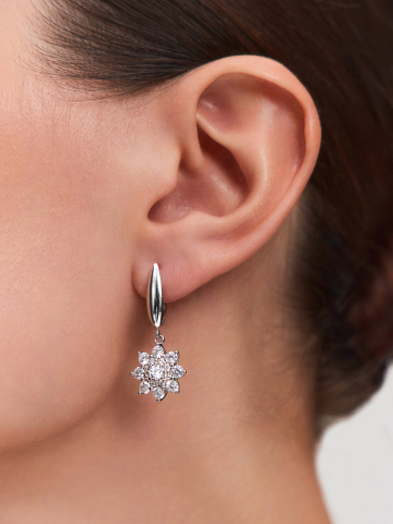 Серьги подвески серебряные 925 с фианитами