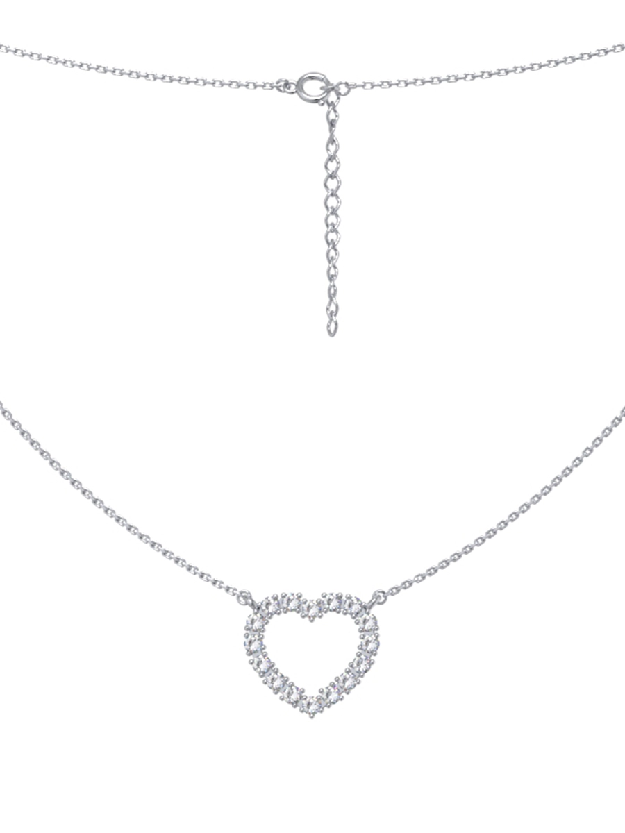 Колье сердце из серебра 925 с фианитами | 0320499-00775