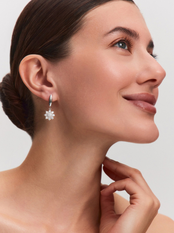 Серьги подвески серебряные 925 с фианитами