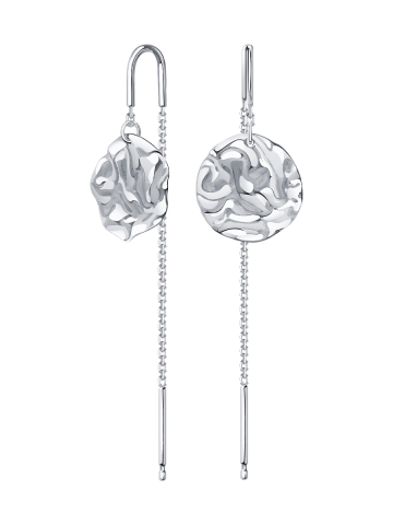 Серьги протяжки серебряные 925 мятый металл 