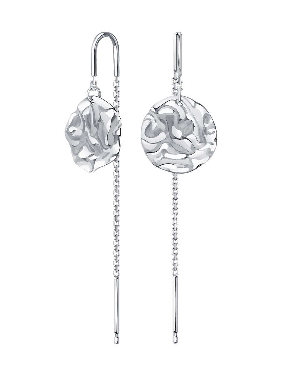 Серьги протяжки серебряные 925 мятый металл  | 0212293-00245