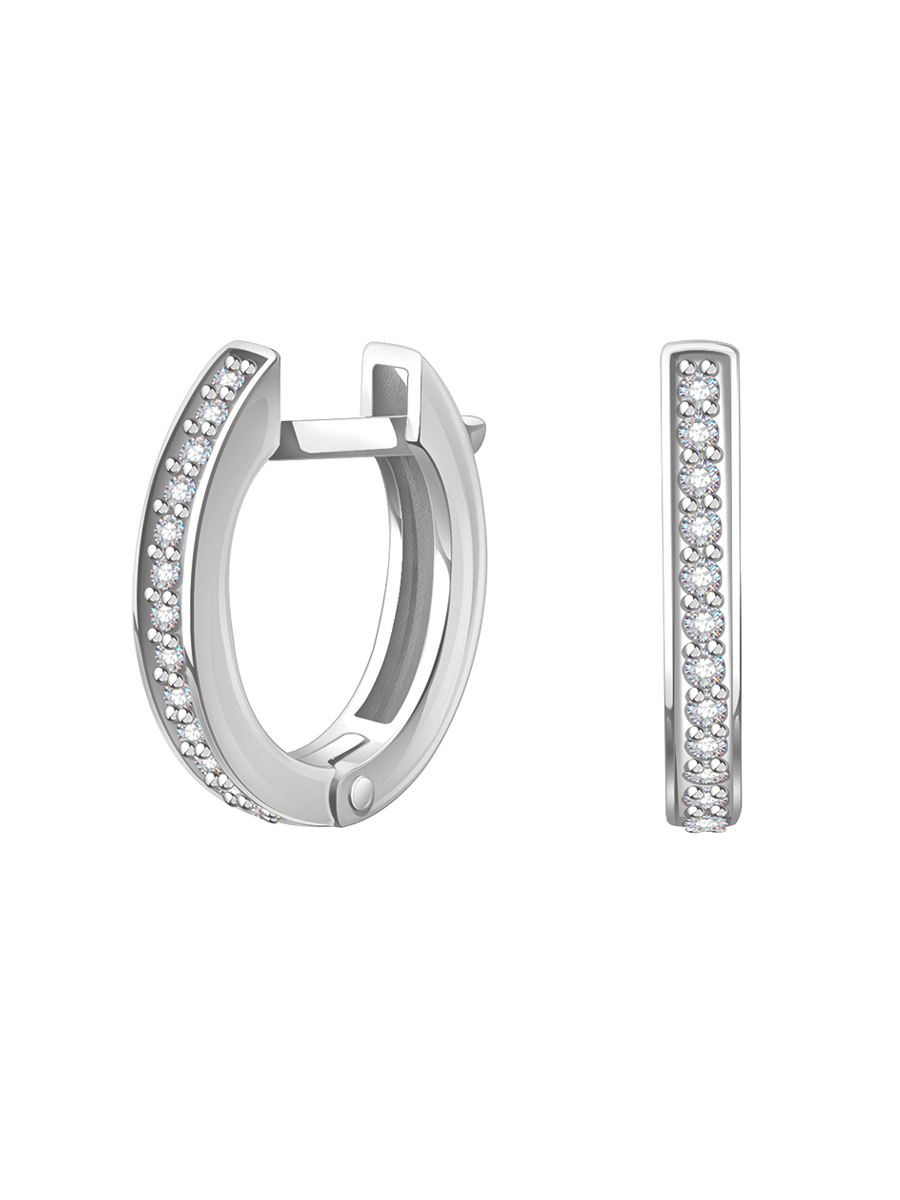 Серьги кольца серебряные 925 с фианитами 16 мм | 0202189-00775