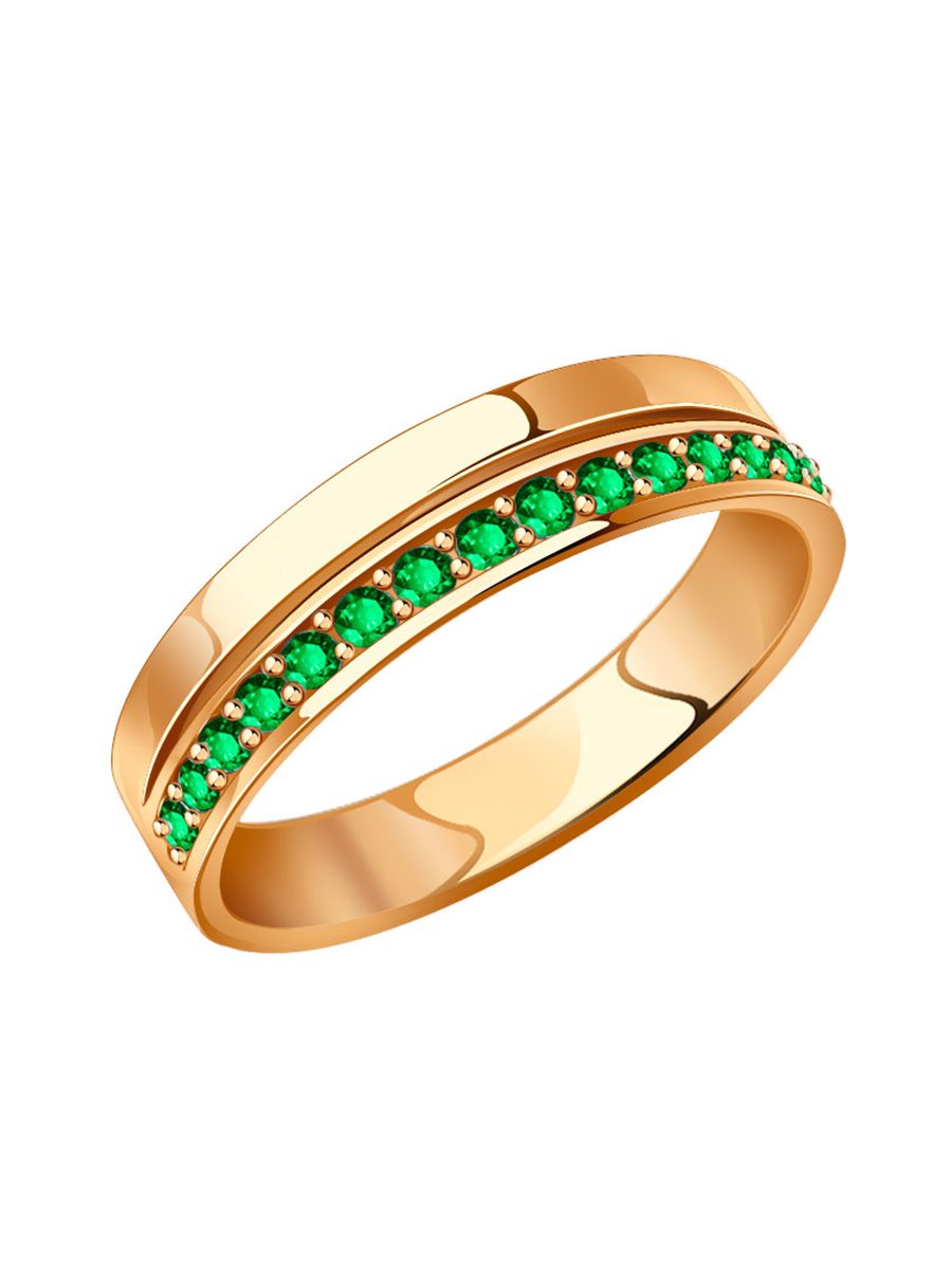 Кольцо дорожка золотое 585 с изумрудами | 1100810-00020